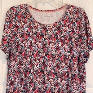 Croft & Barrow short sleeve Brightly Colored Floral Top, Size XXL, EUC